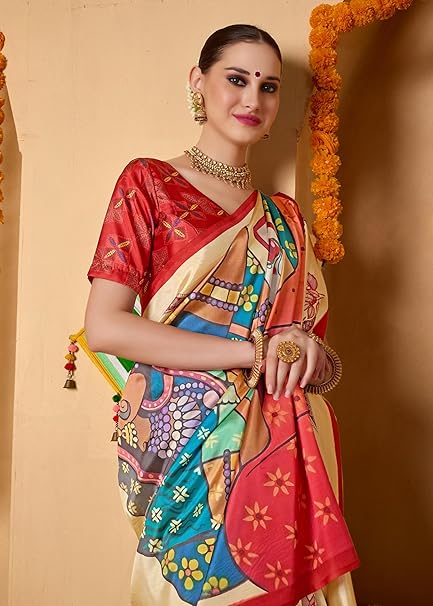 Floral Printed Durga Pooja Saree